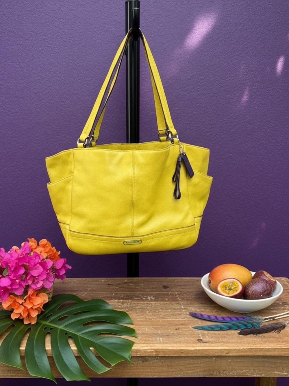 Coach Park Carrie Tote Citrus Yellow EUC.